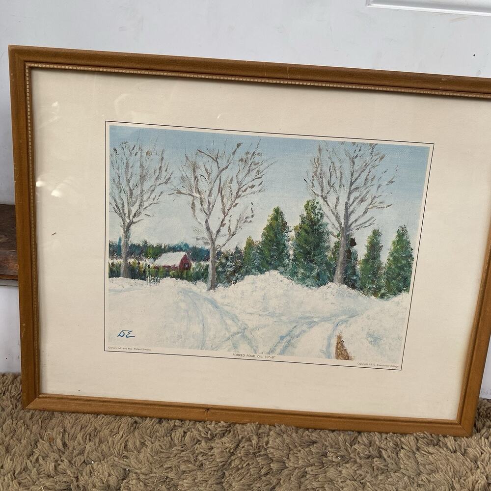 The Deserted Barn Print by Eisenhower College 1970 Oil Print Vintage ArtDecor - Picture 2 of 8